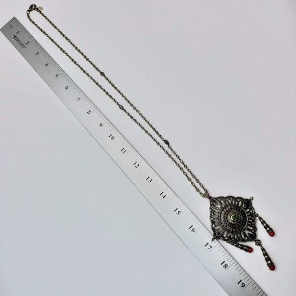 Lucky Brand Moroccan Style Antique Silver and Multicolor Bead Necklace - Picture 8 of 8